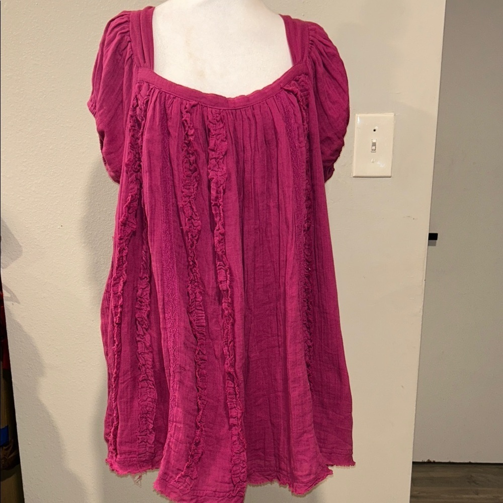 Free People Angele Mini Dress S OB1310143 Dragonfruit Punch Pink SZ Small - Picture 4 of 13